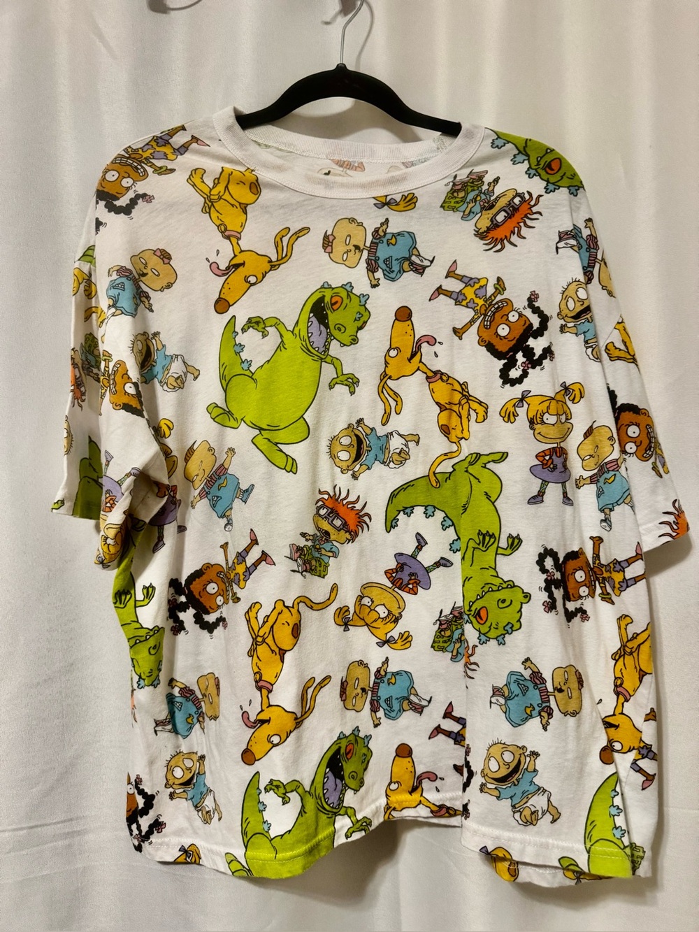 Nickelodeon White Tee with Green Reptile & Yellow Characters